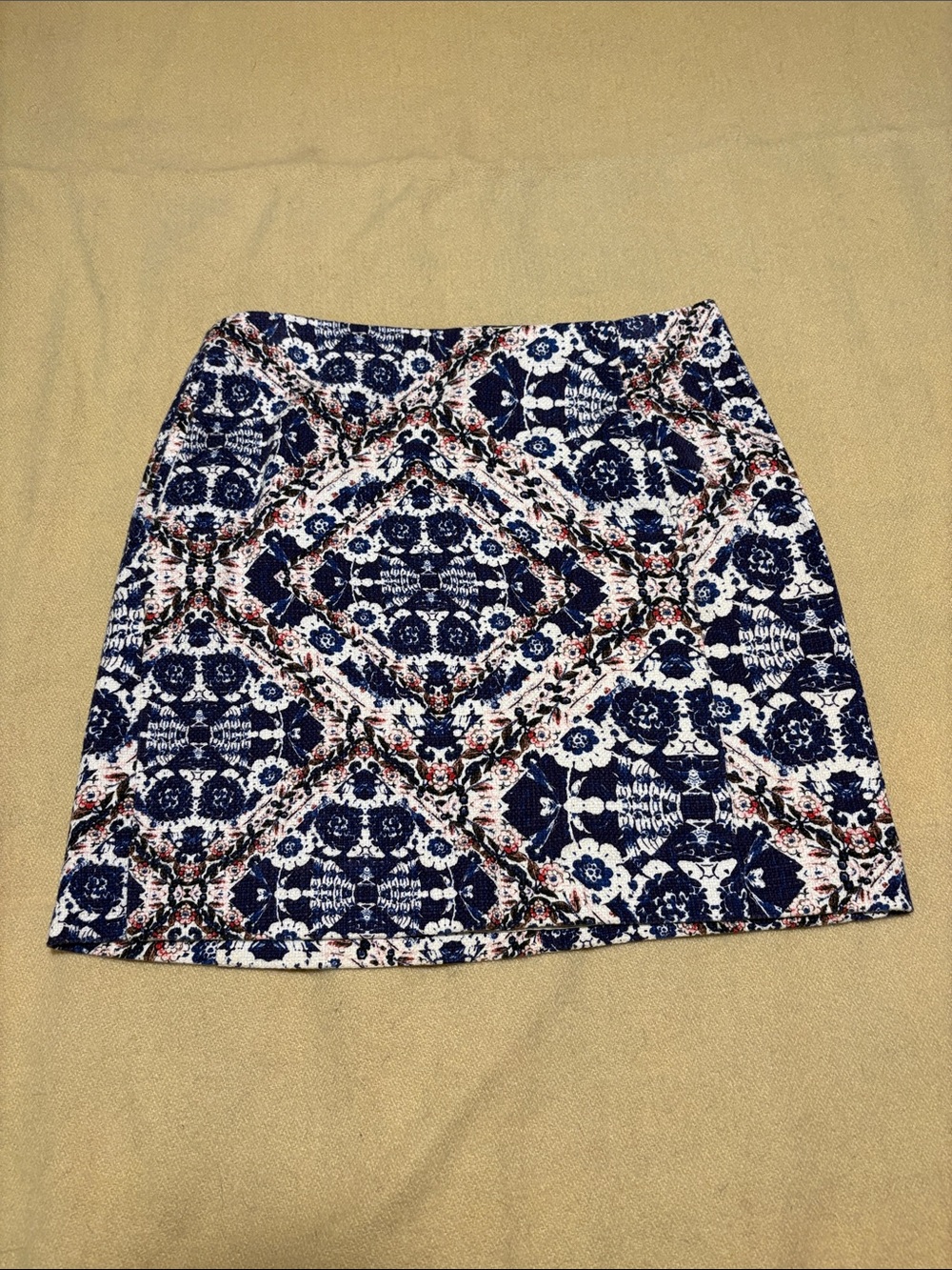 Women's Royal Blue Patterned A-Line Skirt